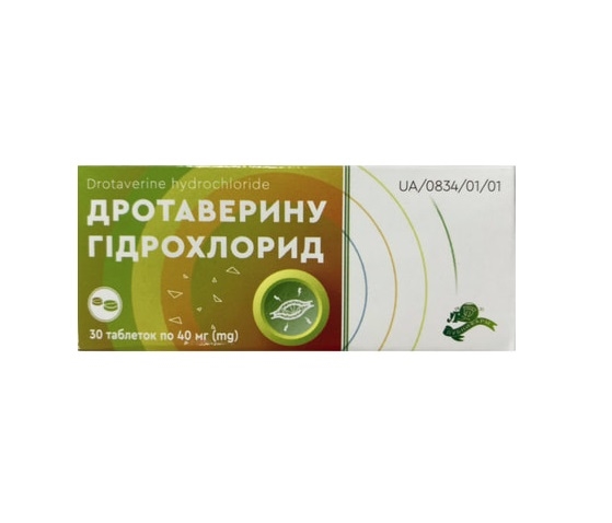 ДРОТАВЕРИНУ ГІДРОХЛОРИД таблетки по 40 мг по 10 таблеток у блістері №30